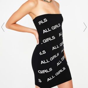 Dolls kill girl black strapless mini bodycon dress